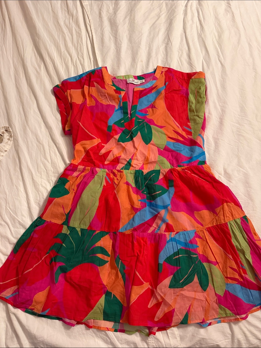 Vineyard Vines Bright Pink Multi Tropical Print Kids Dress